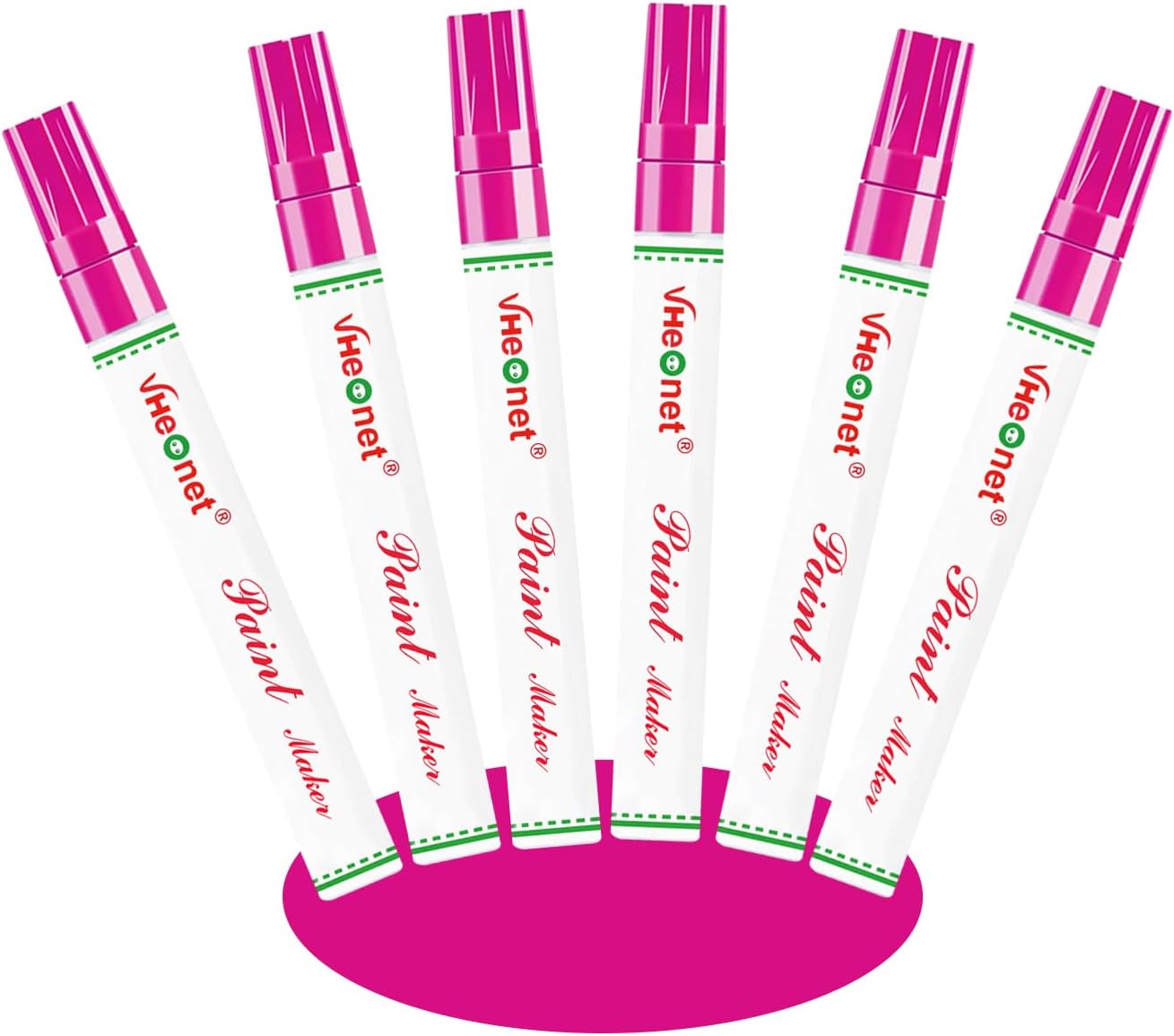 Pink Paint Pens marking pens Permanent Markers - 6 Pack Oil Based Waterproof Markers for Tire, Rubber,Wood, Rocks, Metal, Canvas,Plastic, Dark Surface,Craft office Supplies,Medium Point