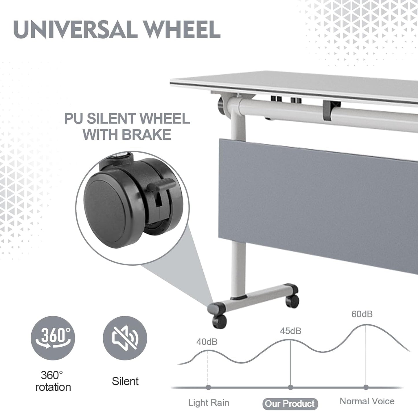 Conference Table,Folding Conference Tables Modern White Conference Room Table with Wheels, 2-10 Persons,for Office, Meeting Room (2, 1619YH, 61IN)