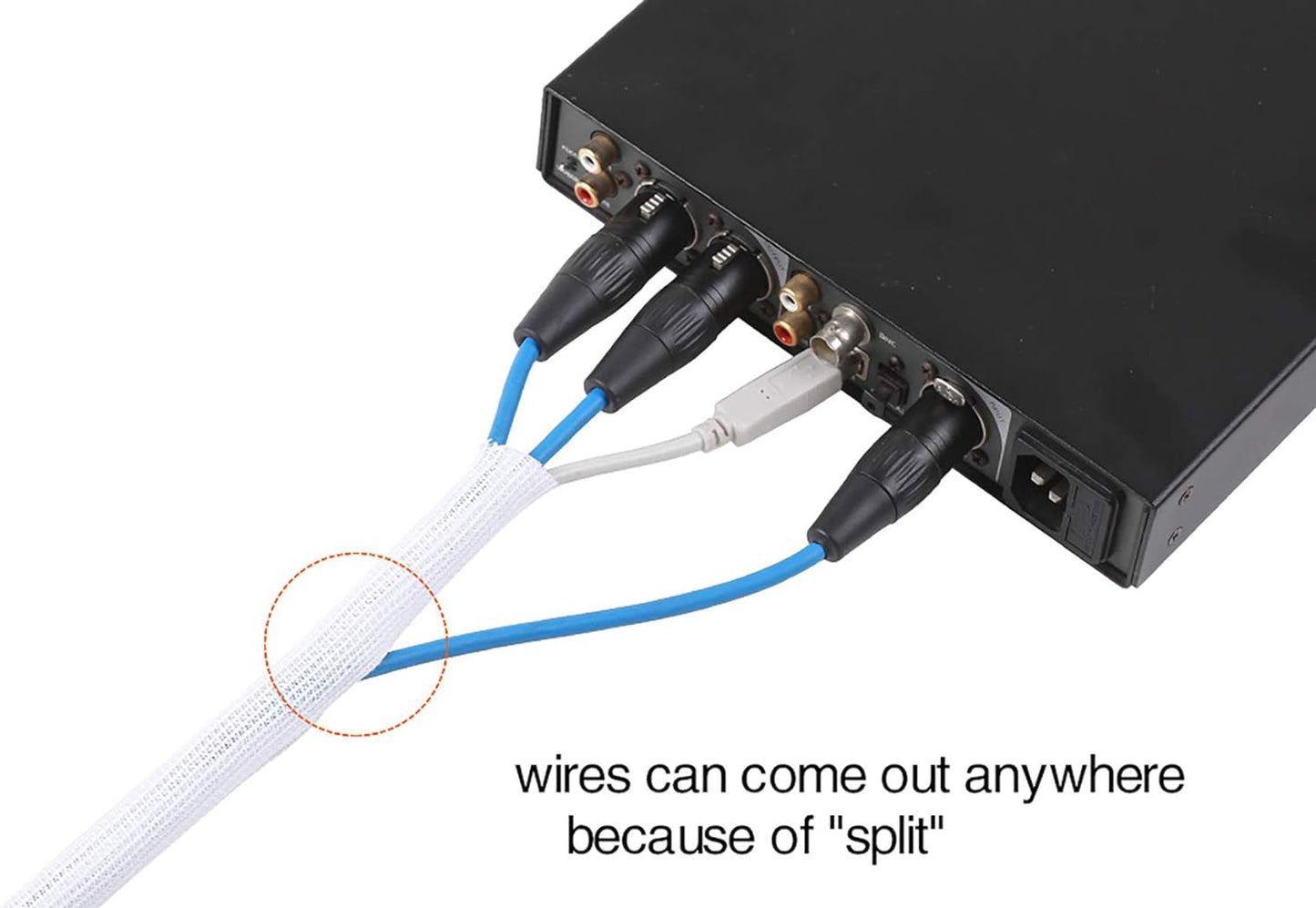 Alex Tech 20ft - 1.5 inch Cord Protector Wire Loom Tubing Cable Sleeve Split Sleeving for USB Cable Power Cord Audio Video Cable - Protect Cat from Chewing Cords - White