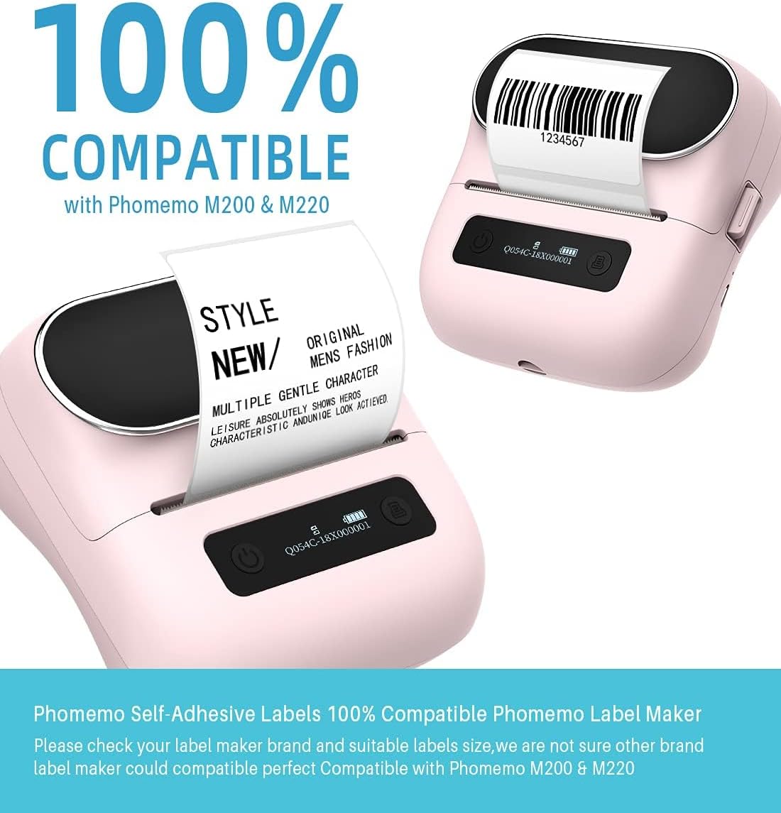 Phomemo 2.36" x 3.14" Multipurpose Labels, Thermal Sticker Label, Premium Adhesive,Compatible with M220 M250 M260 M221 M200 Printer for Logo Design, QR Code, Name Tag, Inventory, 3 Rolls