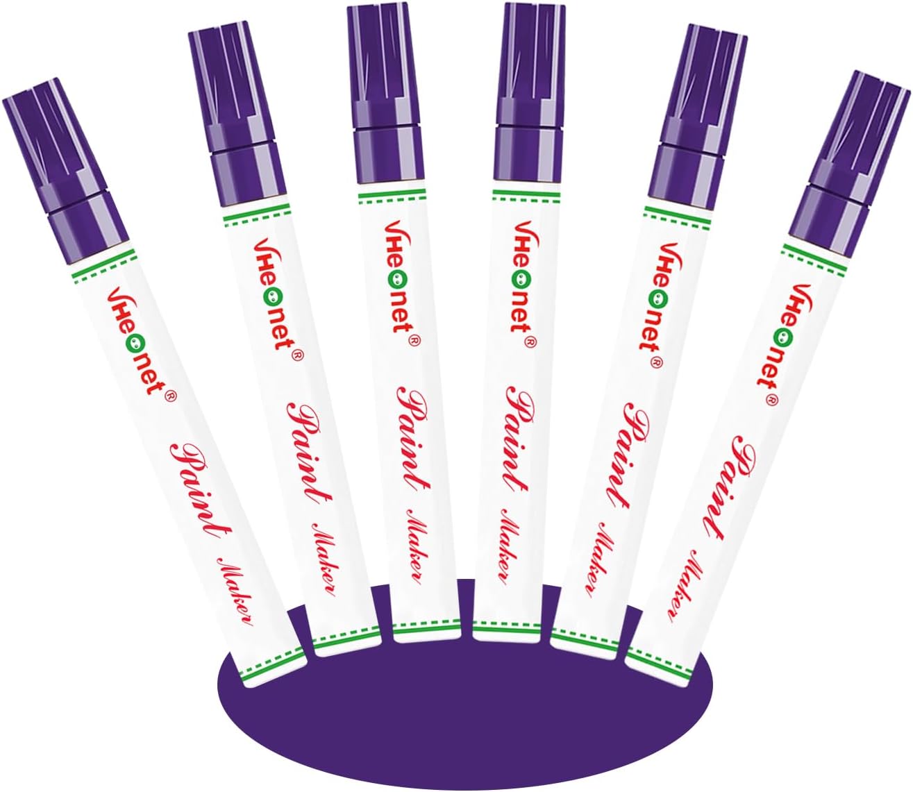 Purple Paint Pens marking pens Permanent Markers - 6 Pack Oil Based Waterproof Markers for Tire, Rubber,Wood, Rocks, Metal, Canvas,Plastic, Dark Surface,Craft office Supplies,Medium Point