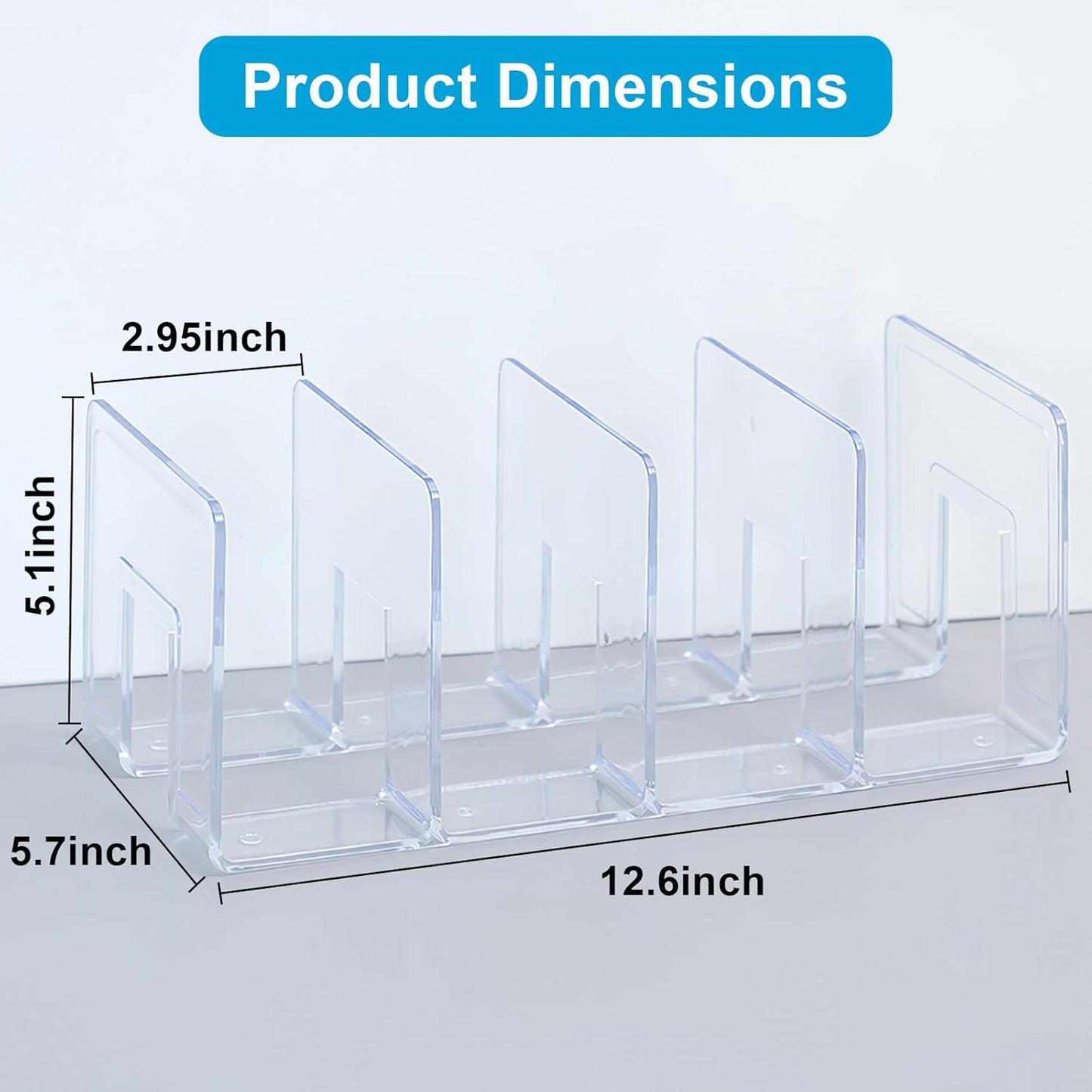 Marte Vanci Clear Acrylic File Sorter, Acrylic Purse Organizer, Sturdy Desk Magazine Holder Handbag Organizer Clutch Divider for Letter Office Supplies 4 Sections