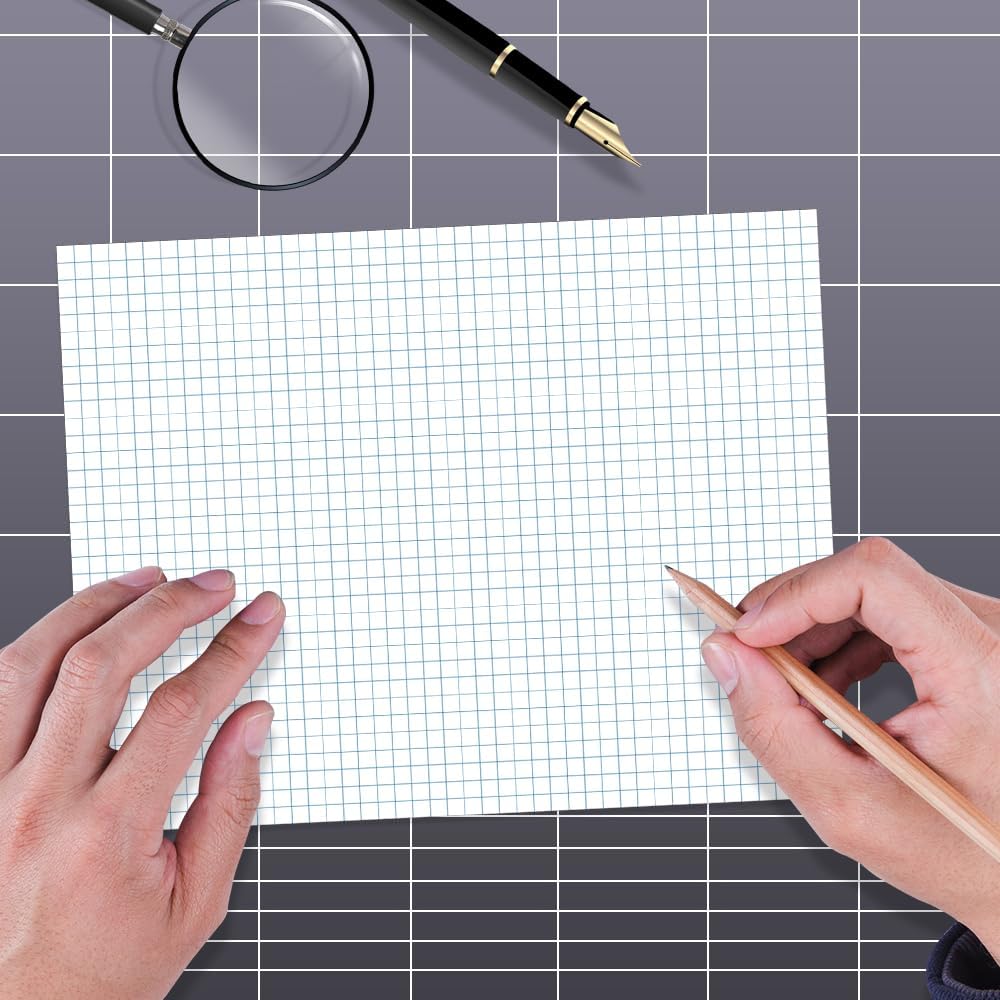 (3-Pack) A4 Grid Filler Paper - 3-Hole Graph Paper, Letter Size 300Sheets / 600Pages Loose-Leaf Paper, 100gsm White Paper, 8.5'' x 11''