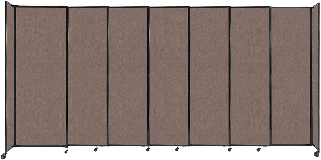 Versare Straightwall Sliding Portable Wall Partition | Freestanding Office Dividers | Locking Wheels | Temporary Room Separator | 15'6'' Wide x 7'6'' Tall Latte Fabric Panels