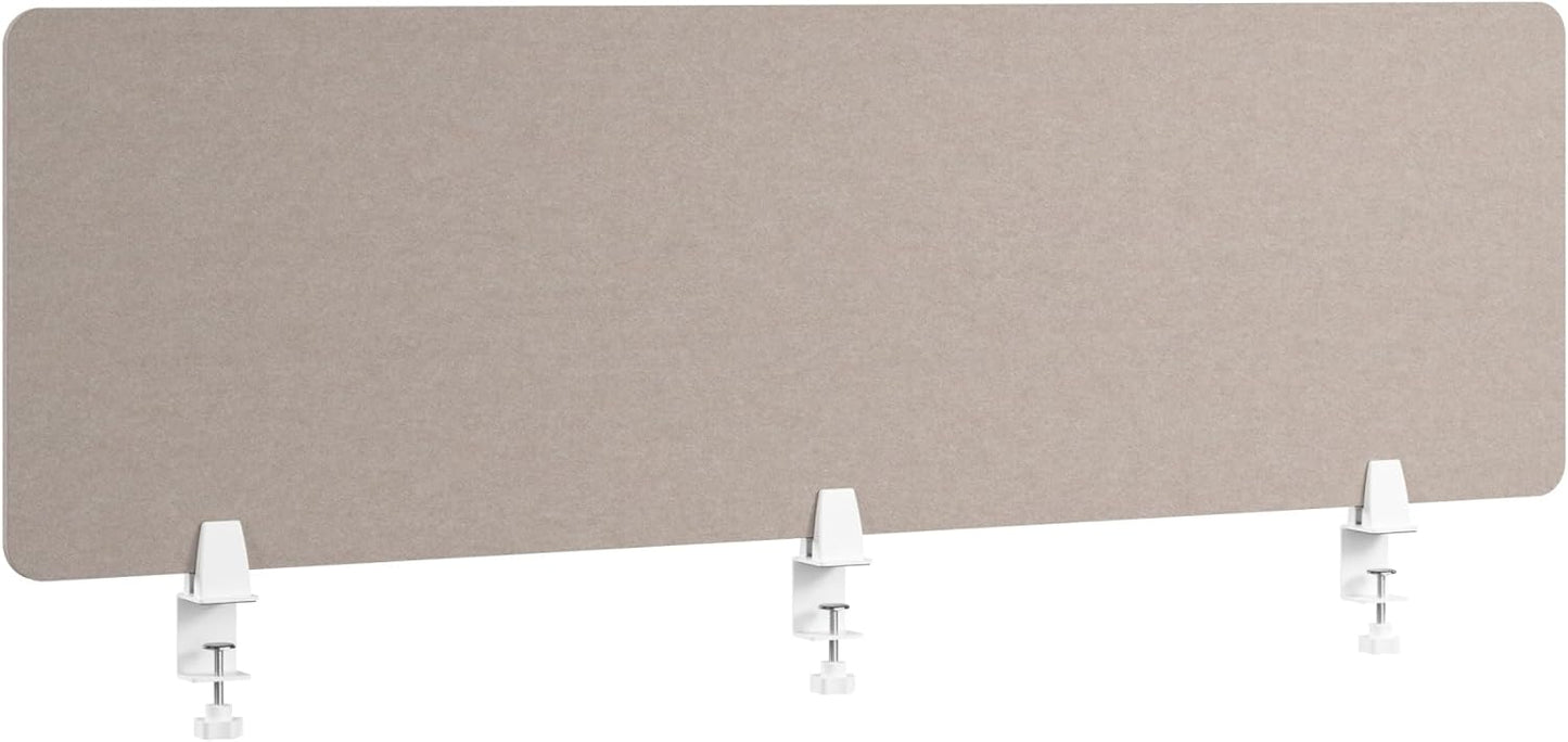 Bush Business Furniture 58W Desktop Privacy Screen in Warm Beige, Desk Mounted Office Partition with Acoustic Sound Dampening Panel
