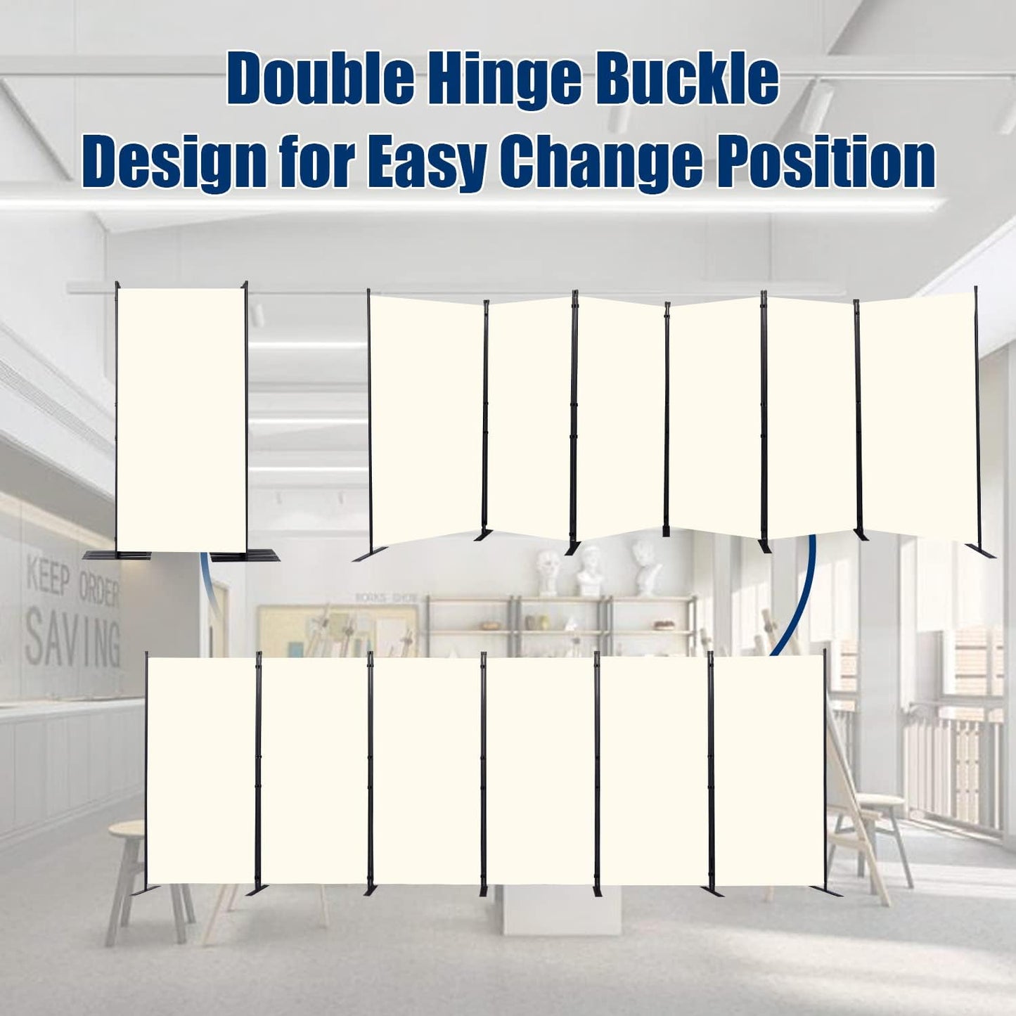 Room Divider 6FT Portable Room Dividers and Folding Privacy Screens, 204'' W Fabric Divider for Room Separation, 6 Panel Partition Room Dividers Freestanding Wall Divider Screen for Dorm Studio Office