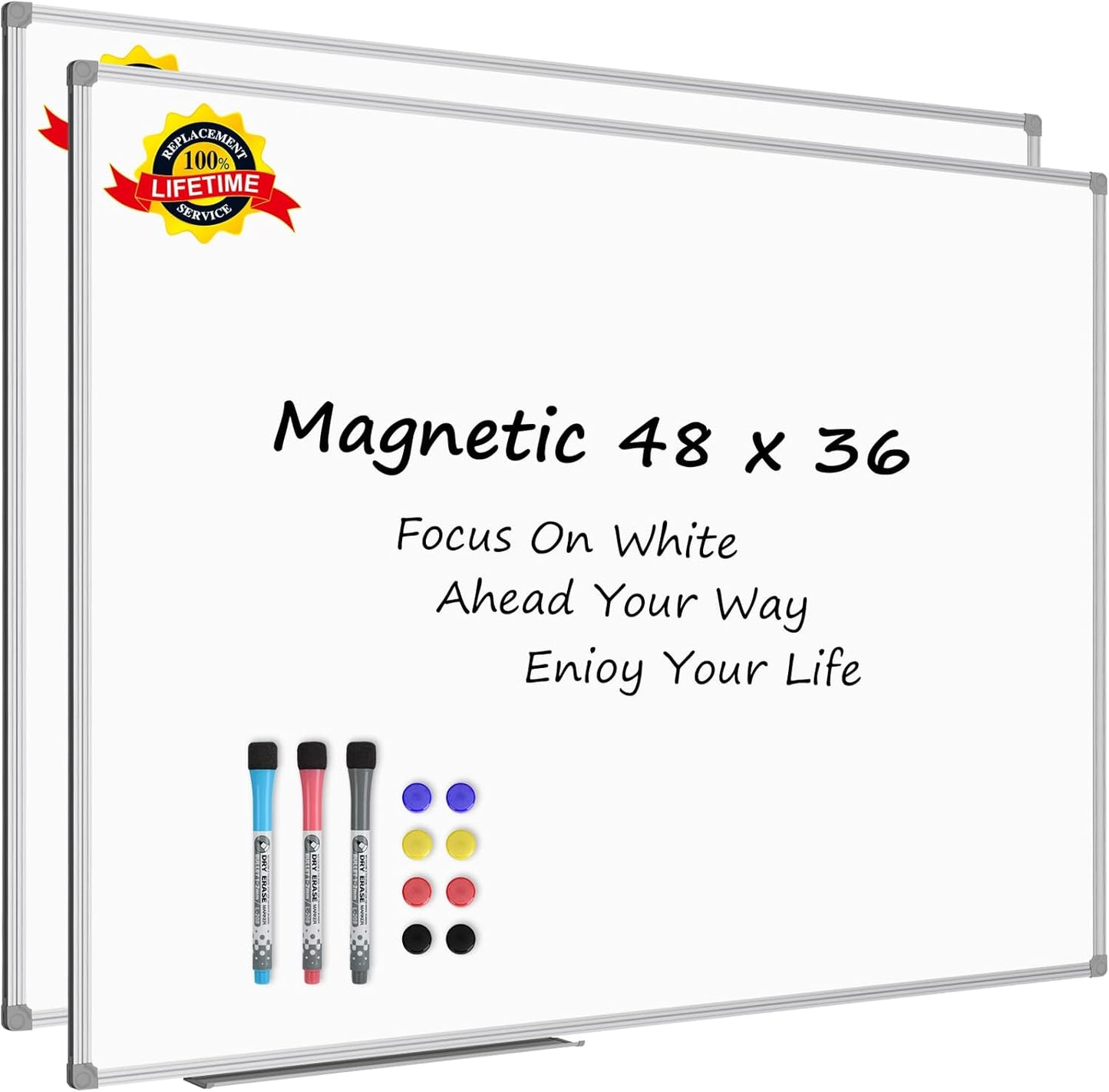 Lockways 48 x 36 Inch White Board 2 Pack | Dry Erase Boards Magnetic Whiteboard for Office School and Home