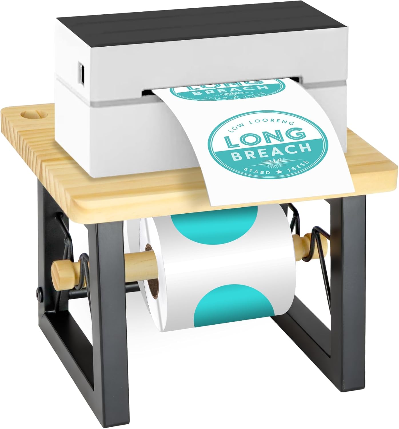 Label Holder for Rolls and Fanfold Labels, Thermal Label Holder Thermal Printer Stand Accessory for Desktop, Ecommerce, Small Business