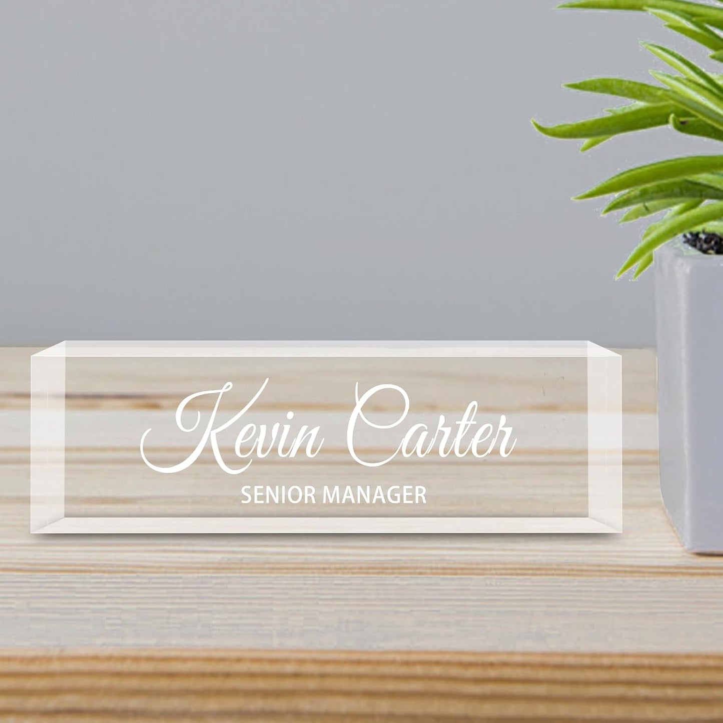 Name Plate for Desk Personalized, Acrylic Desk Decorations, Employee Appreciation Gifts, Custom Office Gifts for Coworkers, Boss, Teacher, Nurse (Engraving 01)