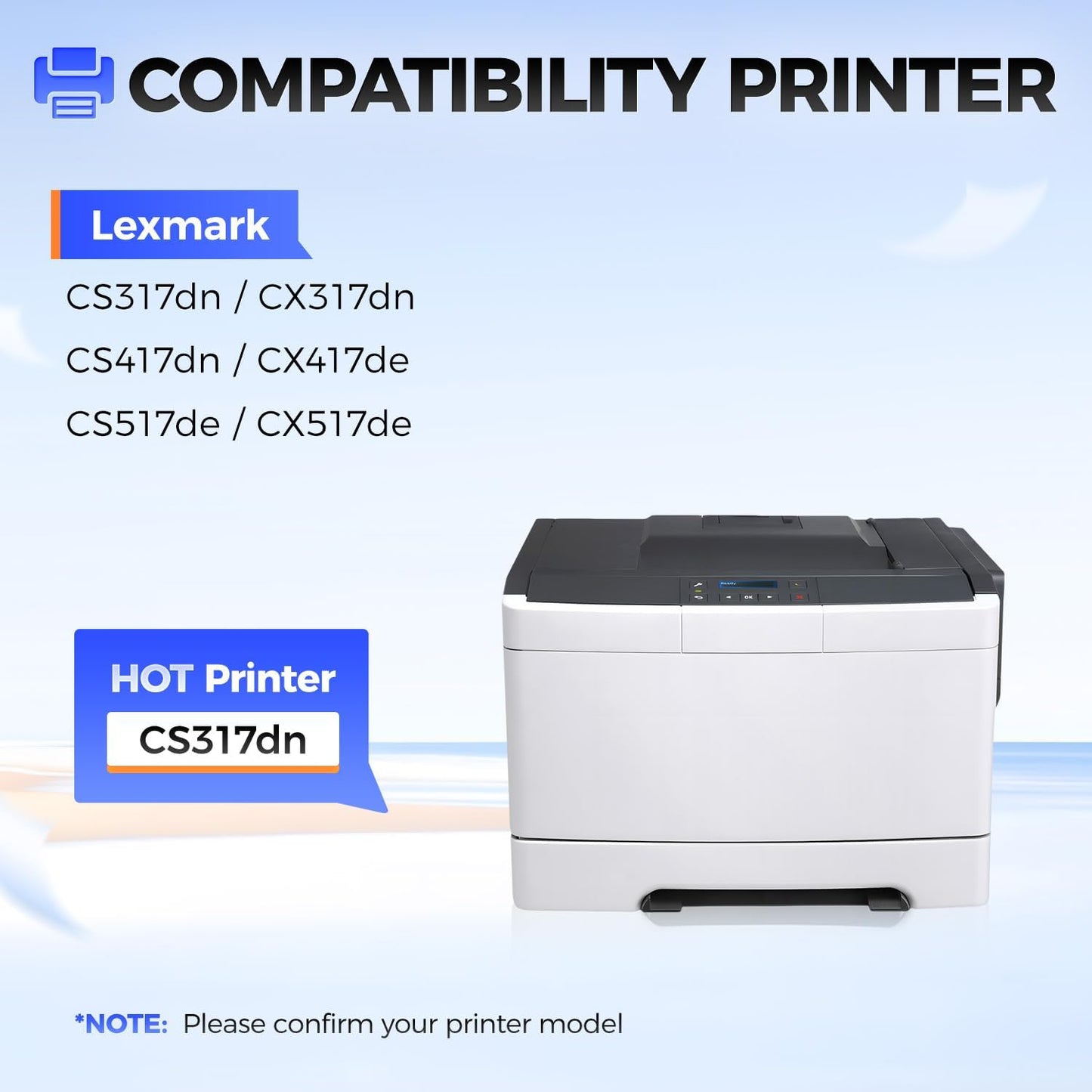 71B10K0 71B10C0 71B10M0 71B10Y0 Toner Cartridge Set 4-Pack Replacement Compatible with Lexmark CS317dn CX317dn CS417dn CX417de CS517de CX517de Laser Printer Ink All-in-One Black Cyan Magenta Yellow