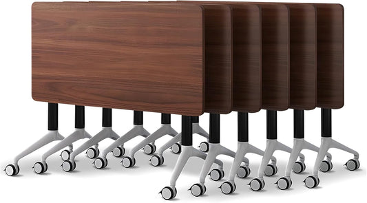 Conference Room Table with Flip-Top Design for Dynamic Meetings, Business Table Computer Desk with Heavy-Duty Frame,Foldable Seminar Meeting Tables for Home Office (6, A, 55.1IN)