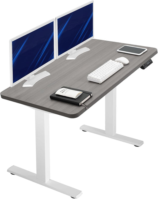 VIVO Electric 43 x 24 in Standing Desk, Memory Height Adjustment, 1B Series, One-Piece Dark Gray Top, White Frame, DESK-KIT-1W4G
