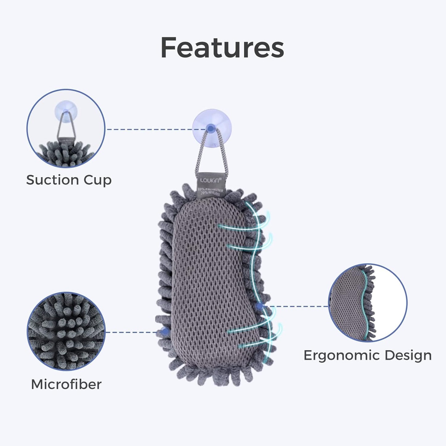 loukin Shag Dry Erase Eraser(4 Pack), Microfiber Whiteboard Eraser, Washable Glass Board Erasers, for Classroom, Home and Office Use (2 Bottles of 3.4 fl oz Whiteboard Cleaner Included)