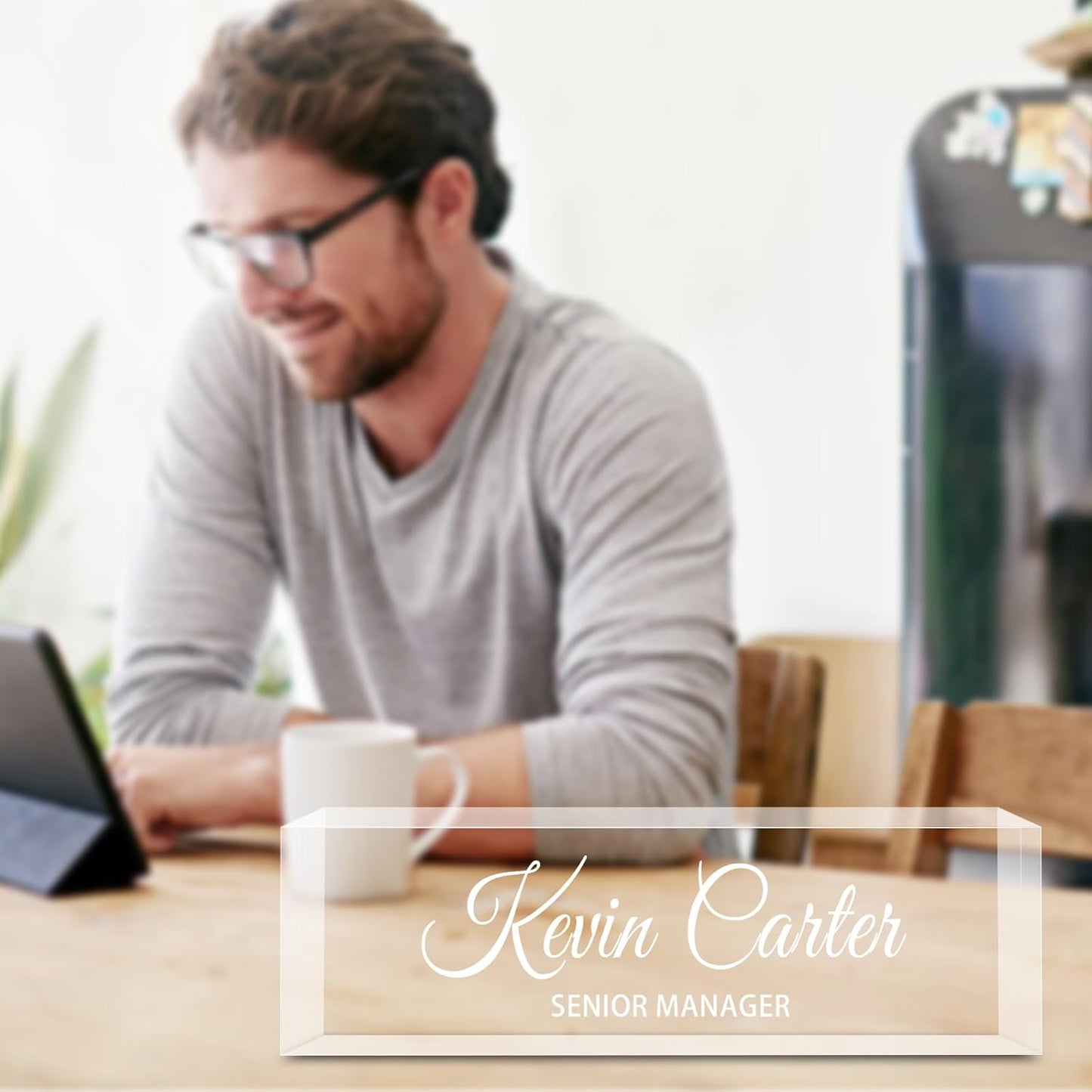 Name Plate for Desk Personalized, Acrylic Desk Decorations, Employee Appreciation Gifts, Custom Office Gifts for Coworkers, Boss, Teacher, Nurse (Engraving 01)