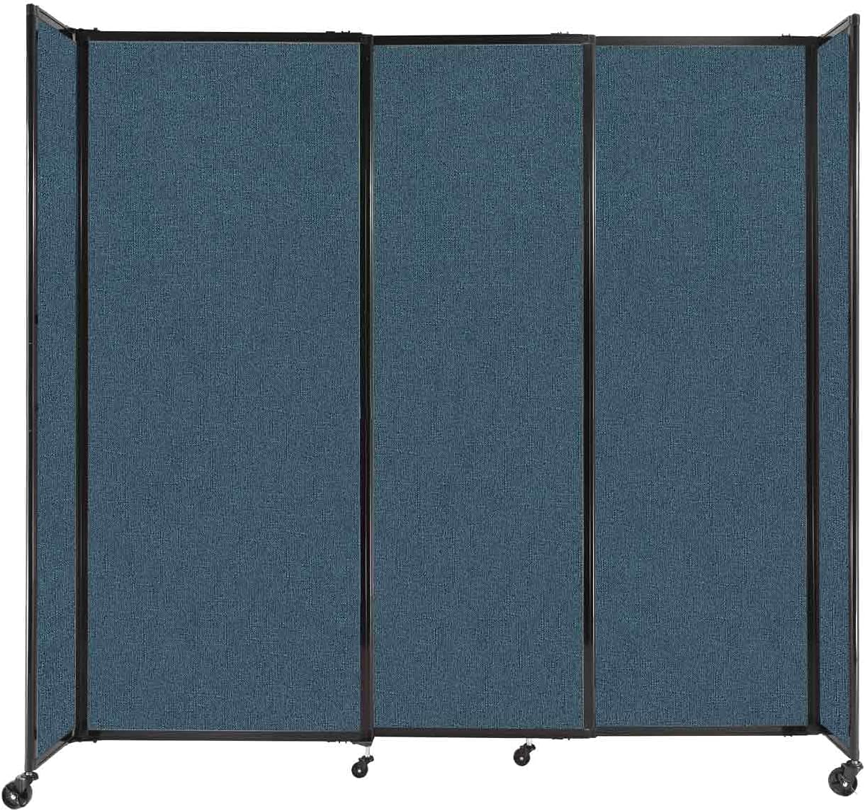 Versare Straightwall Sliding Portable Wall Partition | Freestanding Office Dividers | Locking Wheels | Temporary Room Separator | 7'2" Wide x 6'10" Tall Caribbean Fabric Panels