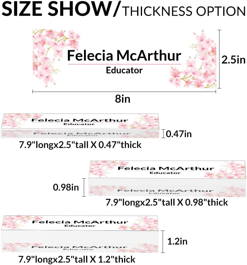 Personalized Office Desk Name Plate on Acrylic Glass - Custom Nameplate Decor, Accessories - Gift for Boss, Coworkers