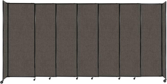 Versare Straightwall Sliding Portable Wall Partition | Freestanding Office Dividers | Locking Wheels | Temporary Room Separator | 15'6" Wide x 7'6" Tall Mocha Fabric Panels