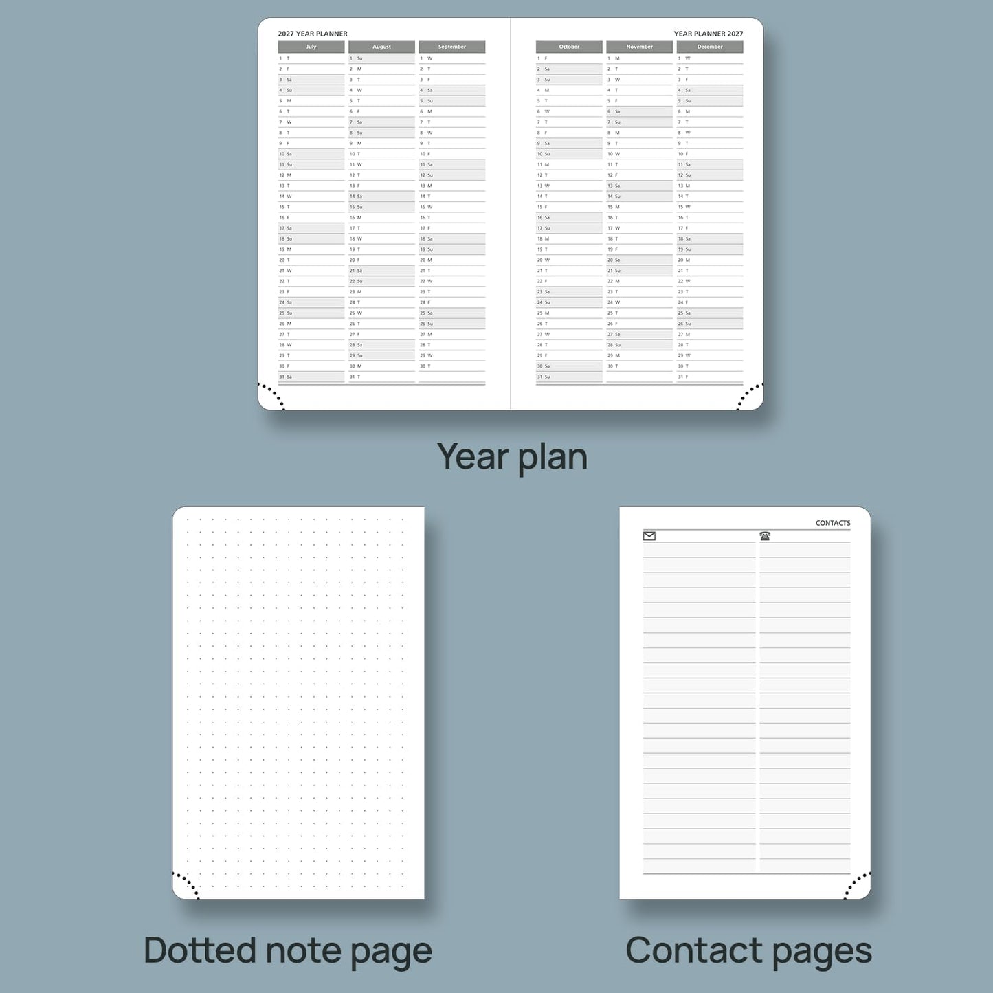 POPRUN 2026 Daily Planner One Page Per Day A6 Size Calendar (4.25" x 6.25") - 12 Months Hourly Appointment Book with Hardcover, Monthly Tabs, Pocket, Pen Holder - Light Pink