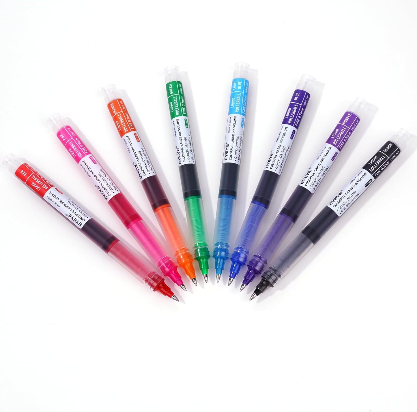 EYEYE 0.5mm Needle Tip Rollerball Pens Multicolor, 8 Assorted Colors Quick Dry Extra Fine Point Pen Smooth Writing Pens for Journaling, Note Taking, Office, School Supplies, Doodling & Gifts