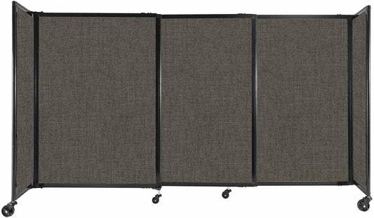 Versare Straightwall Sliding Portable Wall Partition | Freestanding Office Dividers | Locking Wheels | Temporary Room Separator | 7'2" Wide x 4' Tall Mocha Fabric Panels