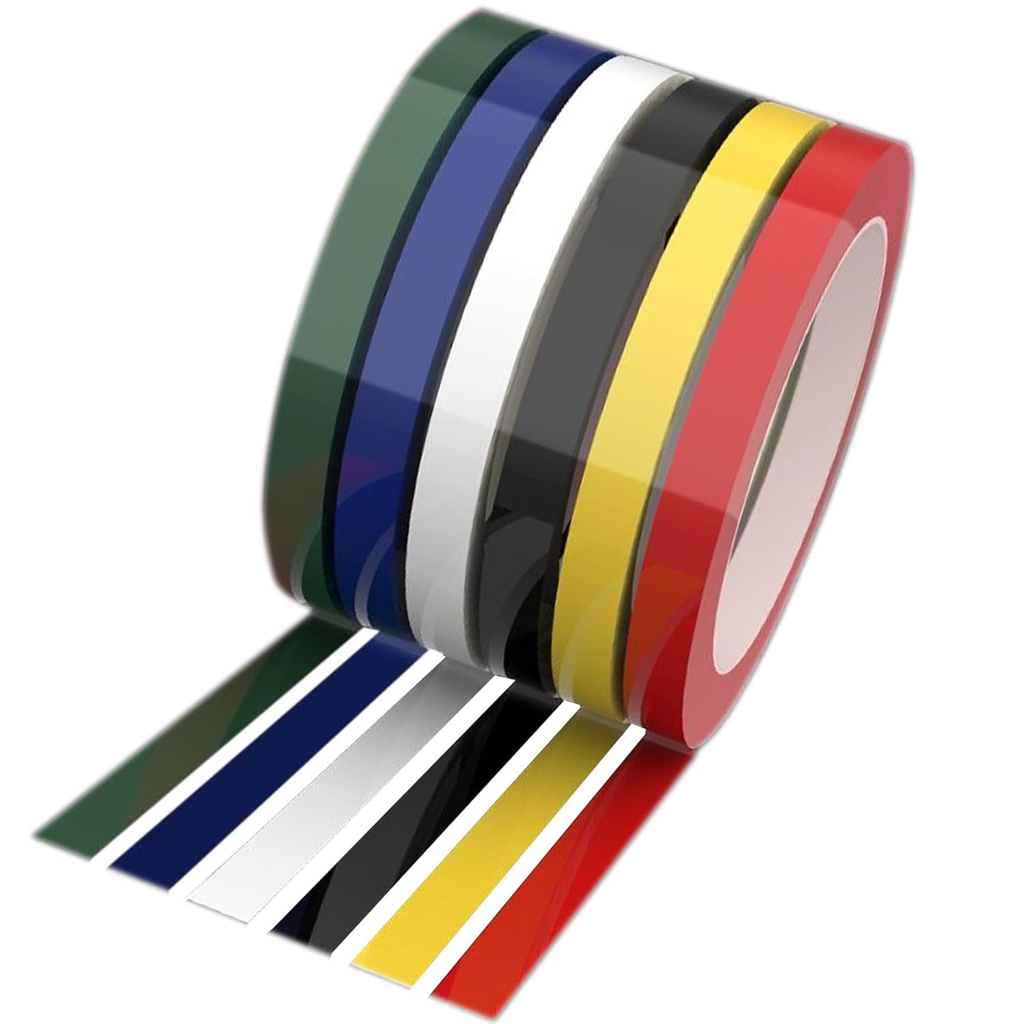 6 Pack 3mm 1/8 inch Width Graphic Tape Whiteboard Self Adhesive Chart Line Grid Marking Tapes Gridding Pinstripe Electrical Art Artist Tape, 108 feet feet Long Per Roll
