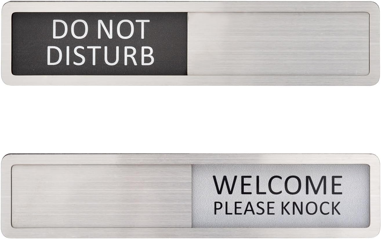 Kichwit 304 Stainless Steel Do Not Disturb Sign, Privacy Sign for Offices or Homes, Welcome Please Knock