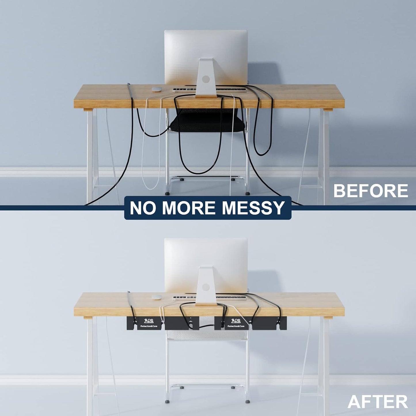 APS Cable Management Under Desk Electrical Wire Tray 16'' Perfect Standing Desk Cable Organizer to Hide Cables&Power Strips for Home Office Dorm Bathroom and More Rack (Black)