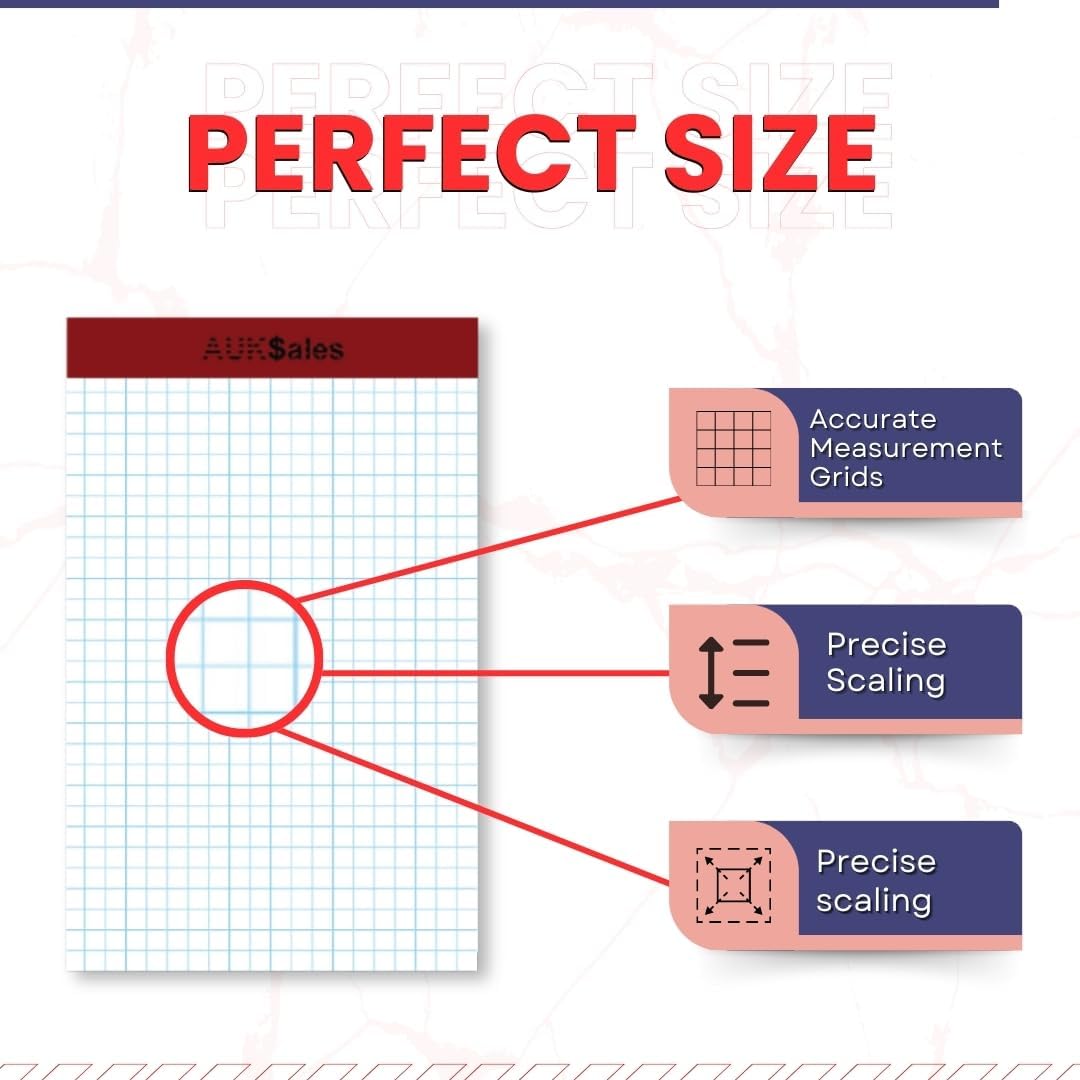 Grid Paper Pad 5x8 Inches, Graph Paper Pad 4x4, Grid Notepad, 3 Pack, 5x8 Graph Paper 1/4 Grid, Graphing Paper, Engineering Pad, 100 Sheets 200 Pages Perforated Pad for School, Home, & Office