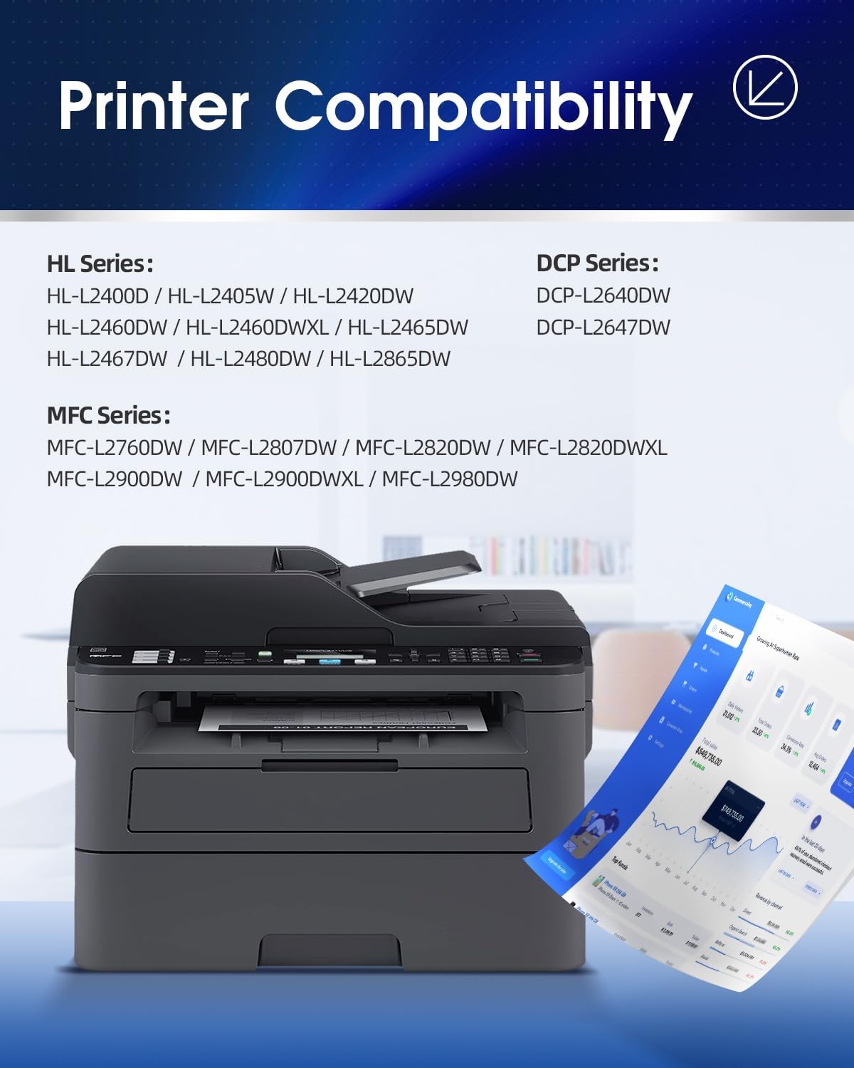 LLAOLLAO TN830XL Toner Cartridges Replacement for Brother TN830XL TN-830XL Toner TN830 XL Work for HL-L2405W HL-L2460DW HL-L2400D HL-L2480DW MFC-L2820DW Printer High Yield (4 Black)