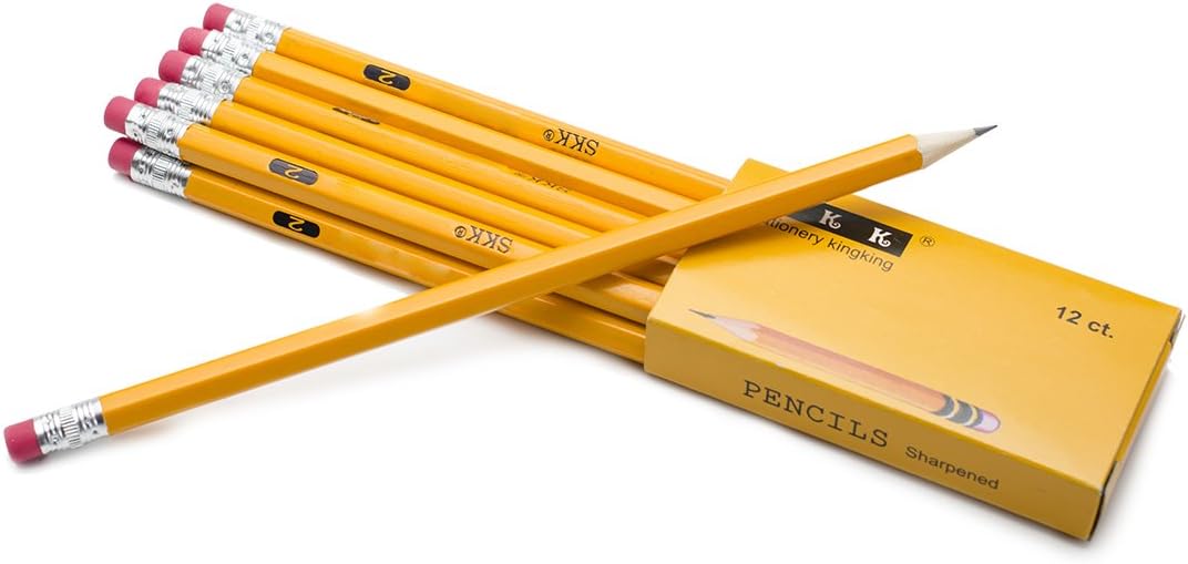 SKKSTATIONERY Pre-sharpened pencils, Pencils Sharpened with eraser top, #2 HB pencil, 144/box (Box of 2)