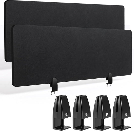 Wesiti 2 Pcs Acoustic Desk Divider Noise Reducing Desk Privacy Panel for Student Table Standing Sound Proof Divider Desktop Claw Office Furniture Partition for Classroom(Black,47.24 x 15.75 Inches)
