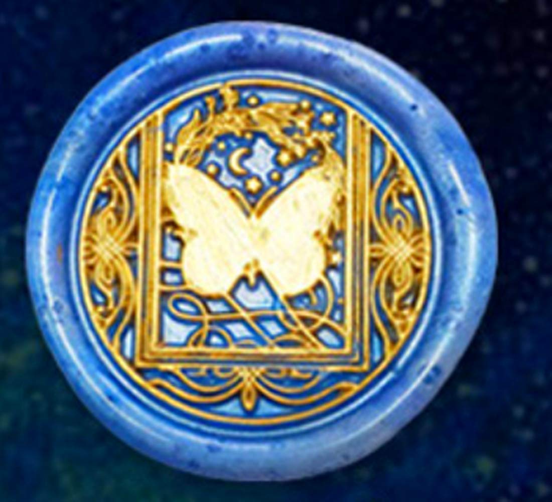 Starry Butterfly Wax Sealing Stamp with Removable Brass Head Wooden Handle - Retro Vintage Animal Sealing Wax Stamp for Letter Cards Invitations