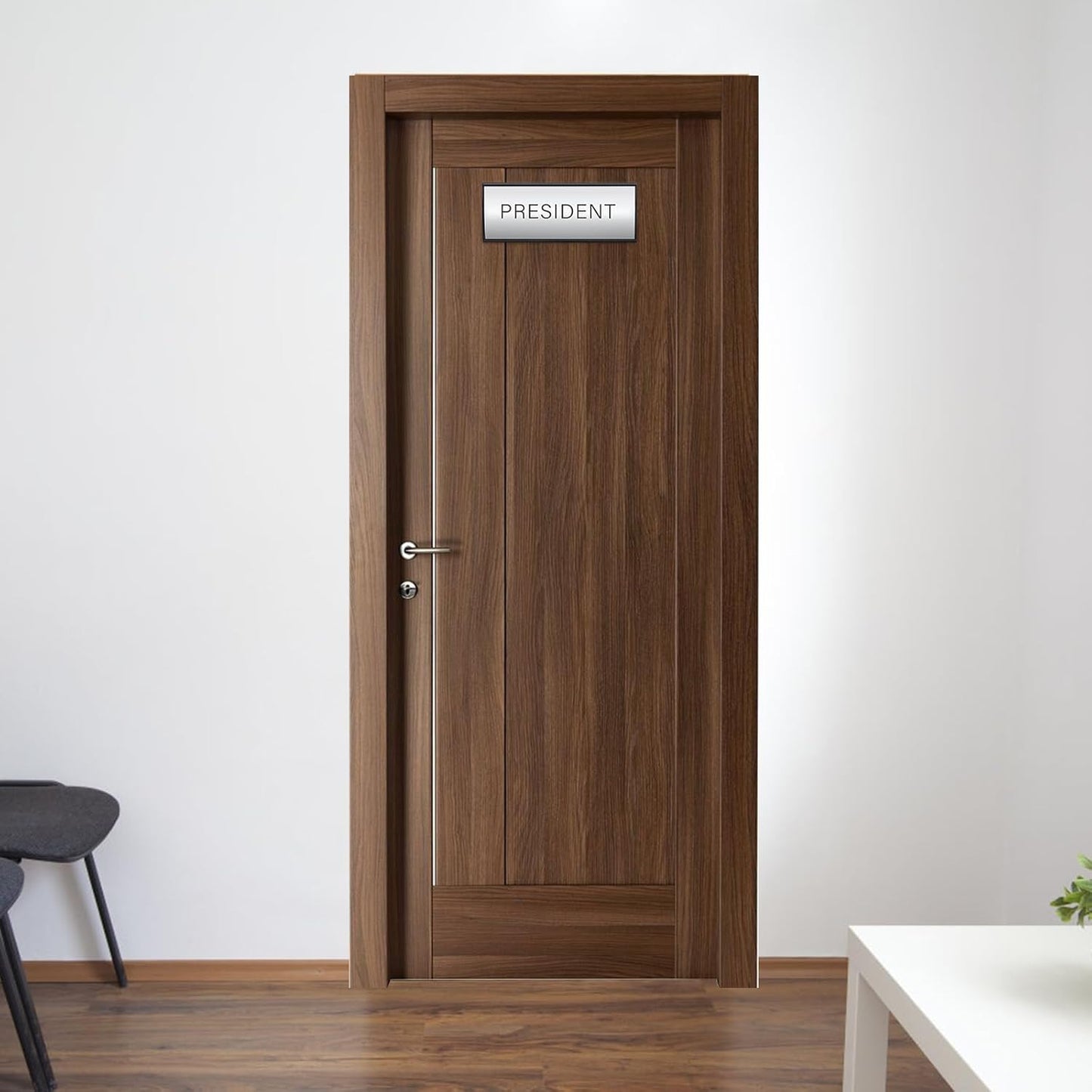 6 Pcs Office Door Signs - 8" x 3" Curved Name Plate Holders for Office, Wall-Mount Door Signs with Plastic Film and Adhesive Tape (Black)