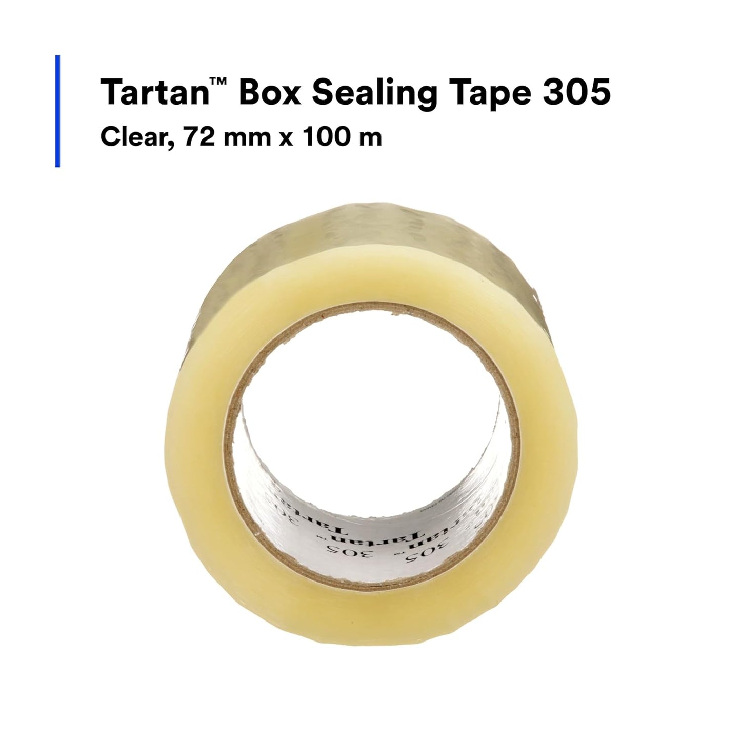 3M Tartan Box Sealing Tape 305, Clear, Light Duty, Durable, 2.83 in x 109.36 yds (72 mm x 100 m), 24 Rolls/Case