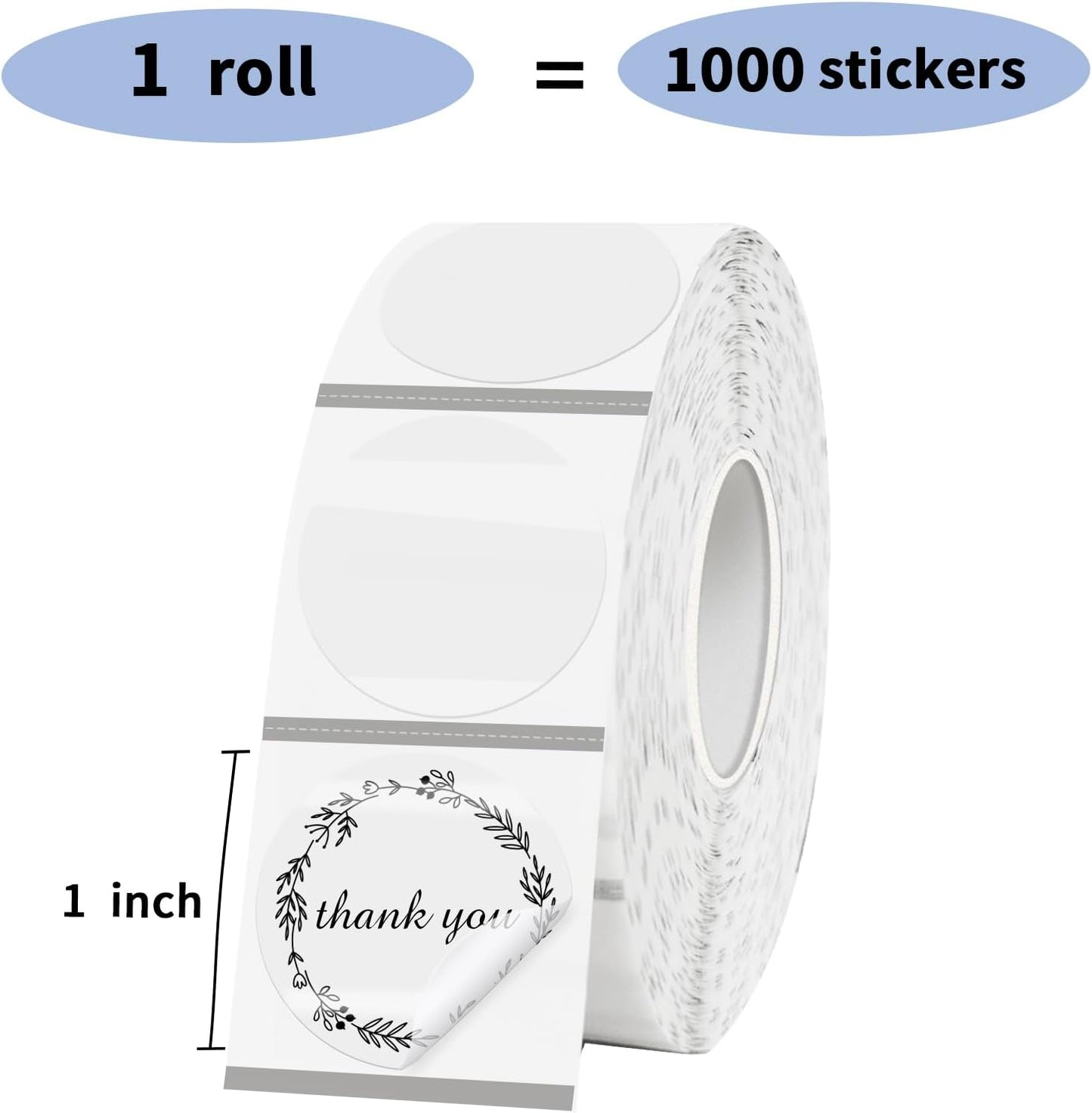 1" Transparent Thermal Label Stickers,Waterproof Thermal Printer Sticker Labels for Gift Wrapping, Self-Adhesive Name Price Tag DIY Custom Logo Design (1000 pcs)