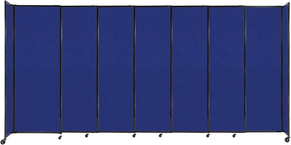 Versare Straightwall Sliding Portable Wall Partition | Freestanding Office Dividers | Locking Wheels | Temporary Room Separator | 15'6'' Wide x 7'6'' Tall Royal Blue Fabric Panels