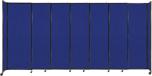 Versare Straightwall Sliding Portable Wall Partition | Freestanding Office Dividers | Locking Wheels | Temporary Room Separator | 15'6'' Wide x 7'6'' Tall Royal Blue Fabric Panels