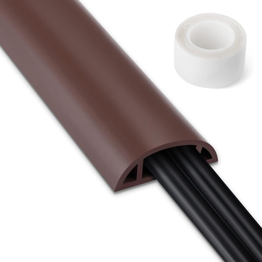 5.5FT Floor Cord Cover, Brown Soft Cable Cover Floor, Large Size Extension Cord Covers for Floor, Power Cord Protector Floor Wire Cover - Cord Channel Diameter: 0.7" (W) x 0.4" (H)