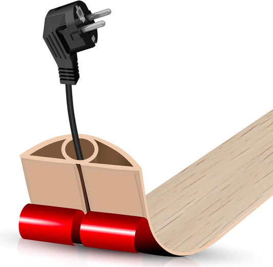 Floor Cord Cover Self Adhesive Cord Hider,3.3FT Cable Management, Extension Strip Protector for Wires, Prevent Cable Trips for Offices, Gyms, Exhibitions Cavity:0.3"(W) x 0.28"(H) Yellow Wood