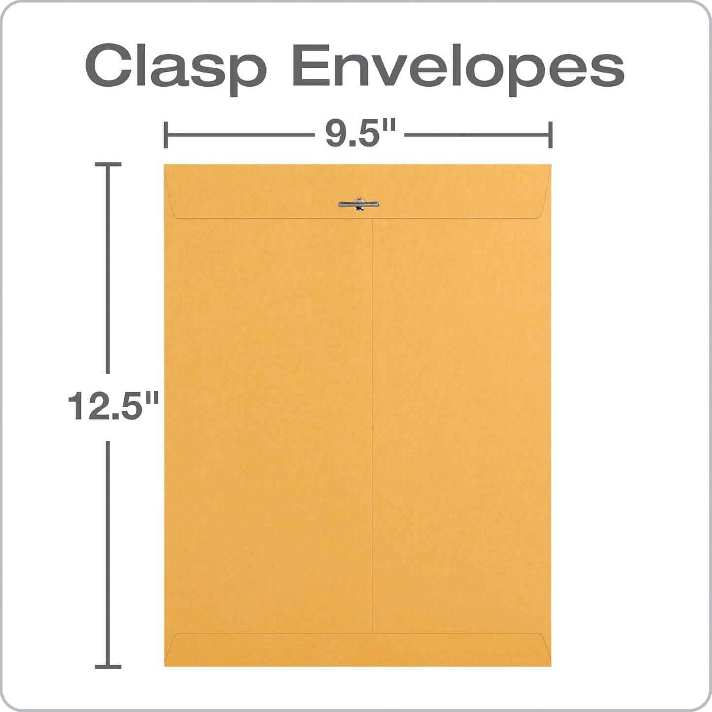 Quality Park 9-1/2" x 12-1/2" Clasp Envelopes, Brown Kraft, Gummed Flap, 100/Box (QUA37793)