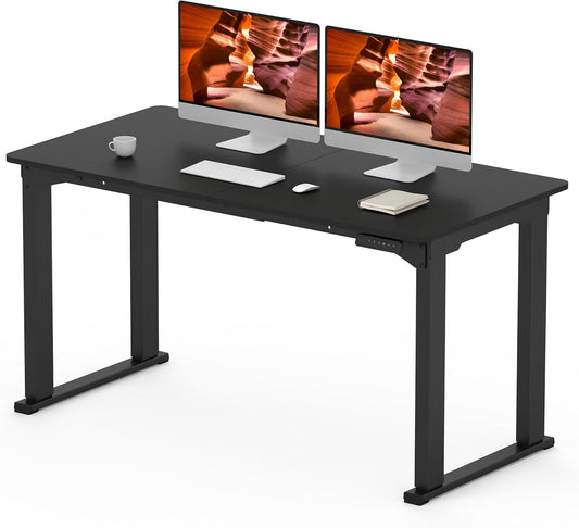 4 Legs Standing Desk, Large 55x28 Inches Electric Adjustable Height Desks with Splice Board, Stand Up Desk Home Office Computer Workstation, Black