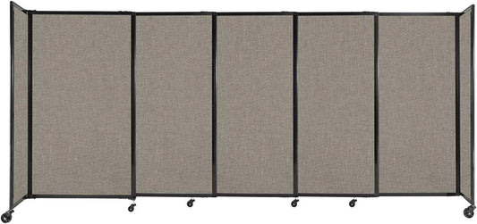 Versare Straightwall Sliding Portable Wall Partition | Freestanding Office Dividers | Locking Wheels | Temporary Room Separator | 11'3" Wide x 5' Tall Warm Pebble Fabric Panels
