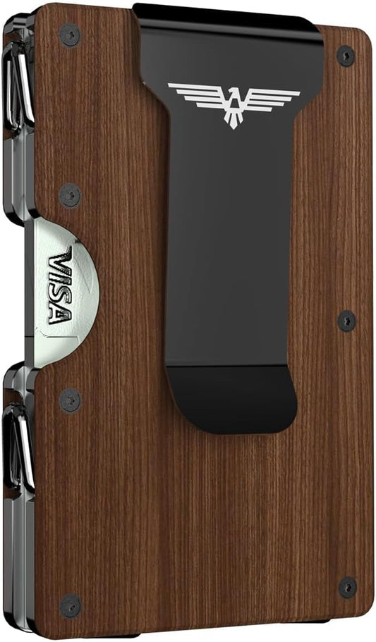 Minimalist Wallet for Men, Metal Wallet with Money Clip, Slim Compact Wallet, RFID Blocking Card Holder, Metal Aluminum Credit Card Holder, Holds up to 20 Cards