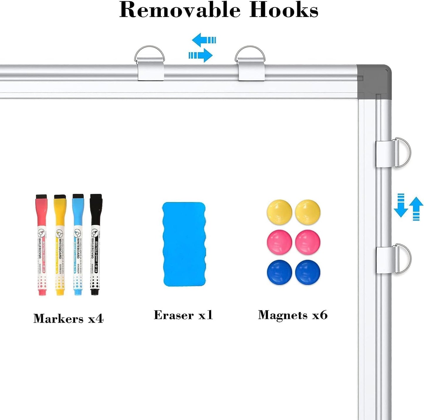 WALGLASS Combination Magnetic Whiteboard & Corkboard, 20"x30" Combo for School, Office & Home, Dry Erase Board with Removable Tray, Pins, Eraser, Markers & Magnets