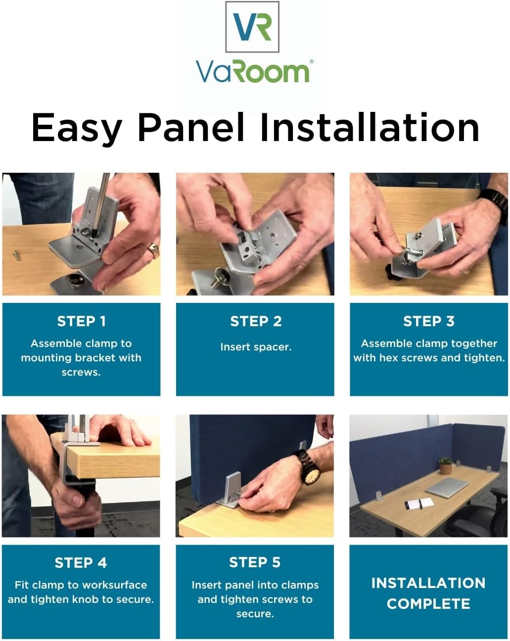 Sound Absorbing Privacy Shield - Desk Divider & Cubicle Wall (Dark Blue, 60" W x 18"H)