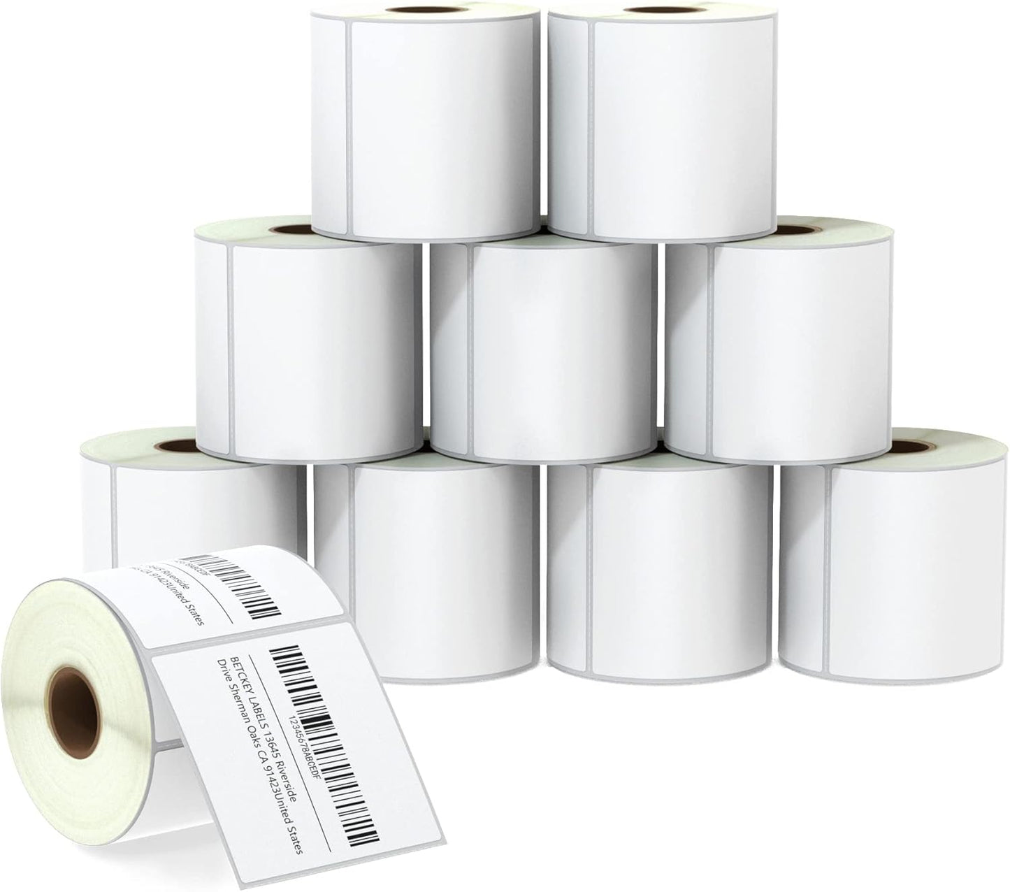 BETCKEY - 3" x 3" (76 mm x 76 mm) Multipurpose & Large Square Labels Compatible with Zebra & Rollo Label Printer,Premium Adhesive & Perforated [10 Rolls, 5000 Labels]