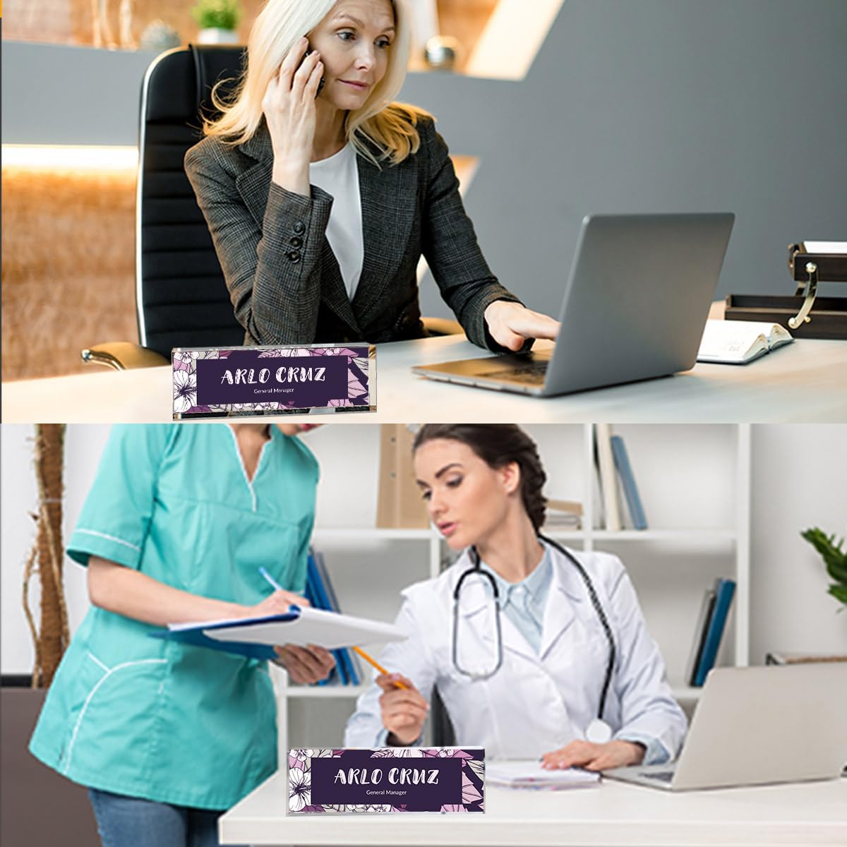 Personalized Office Name Plate, Custom Name Plaque for Desk, Office Desk Nameplates, Acrylic Desk Ornaments, Custom Employee Appreciation Gifts