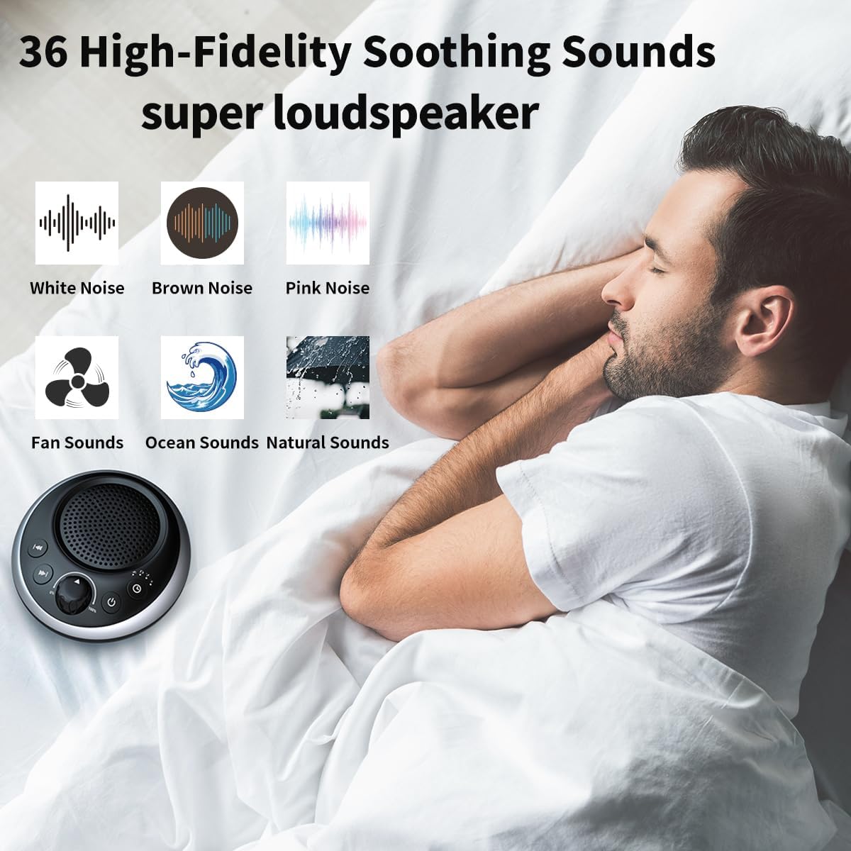 (2024 Upgrade)Rechargeable Portable Brown Noise Machine 2000mAH Large Battery Sound White Noise Machine 30 Soothing Sounds for Baby Kids Adults Sleep Machine Auto-Off Timer for Travel Camping and Home