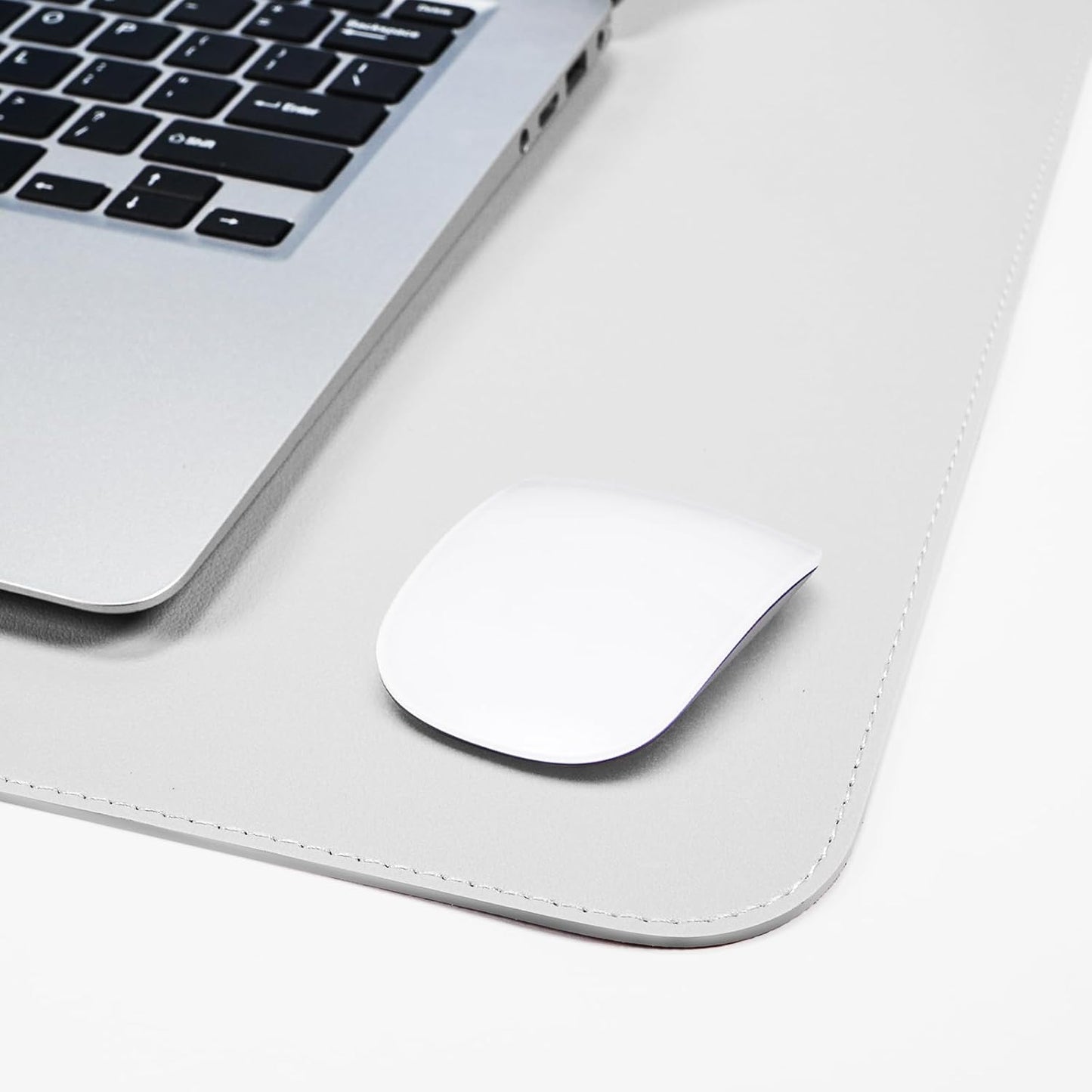 AFIING Leather Desk pad Protector, Large Non-Slip Office Desk Mat with Natural Cork & PU Leather, Waterproof Writing Mouse Pad for Office and Home (55in*17in,White)