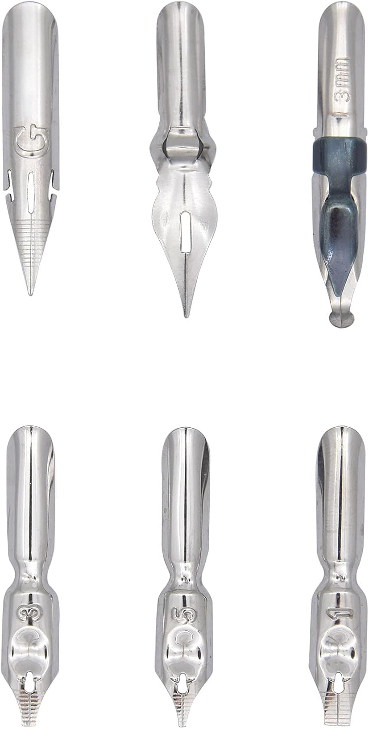 Gullor Wooden Dip Pen Calligraphy Set with Black Ink & 6 Nibs for Beginners, Kids, Writing, Signatures and Drawing, Yellow